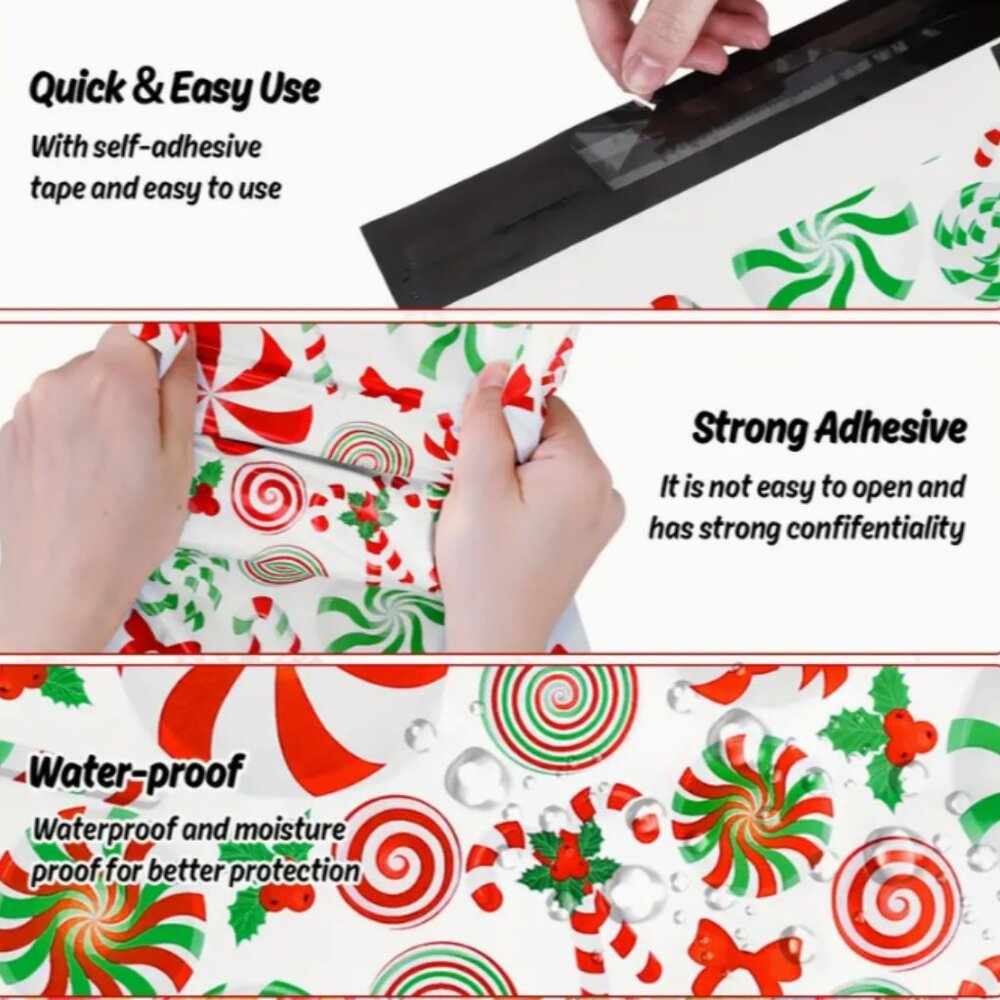 20-pack Christmas Poly Mailers 10x13 - Picture 3 of 3